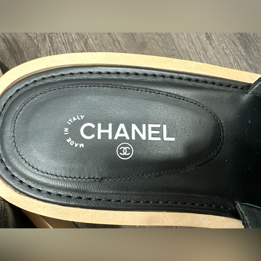 CHANEL WOODEN Platform WEDGES SLIDES. SIZE 42 - Picture 7 of 15